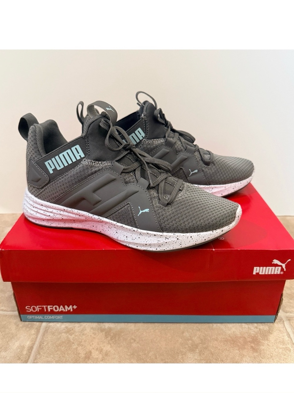 Puma Gray Mesh Athletic Sneakers